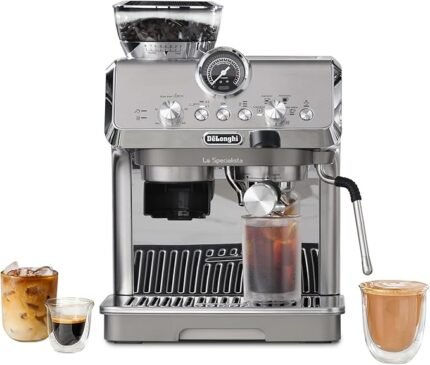 La Specialista Arte Evo Espresso Machine - Compact Cold Brew Coffee Maker with Grinder, Milk Steam Wand/Frother & Tamping Tools - Home Barista Kit for Lattes, Cappuccinos, Iced Coffee